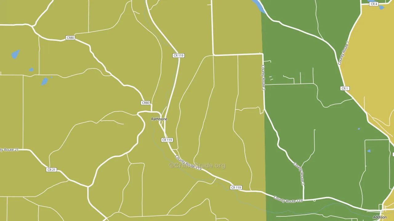 Rathbone, NY Map of Robbery Rates