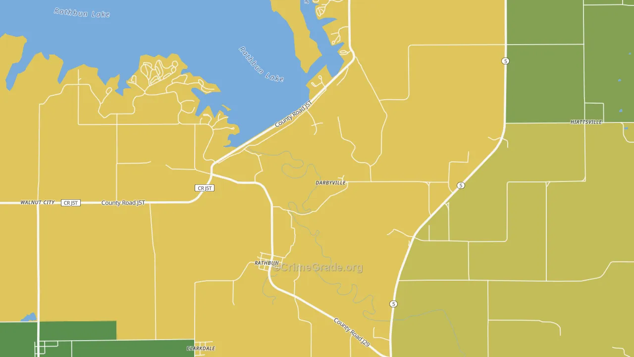 Rathbun, IA Map of Robbery Rates