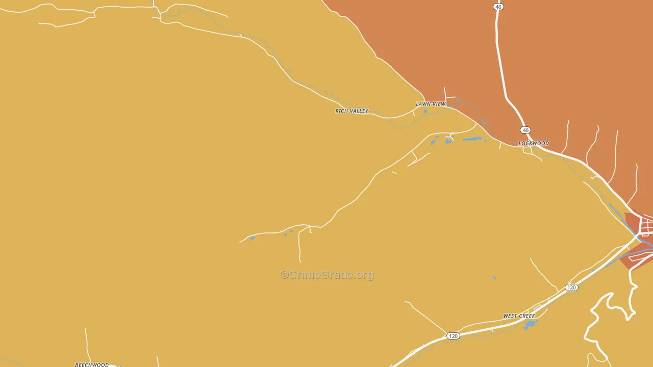 Rathbun, PA Map of Robbery Rates