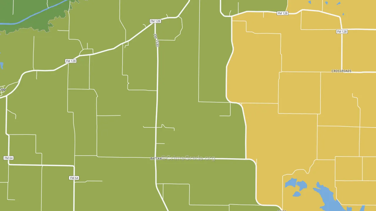 Rattan, TX Map of Robbery Rates