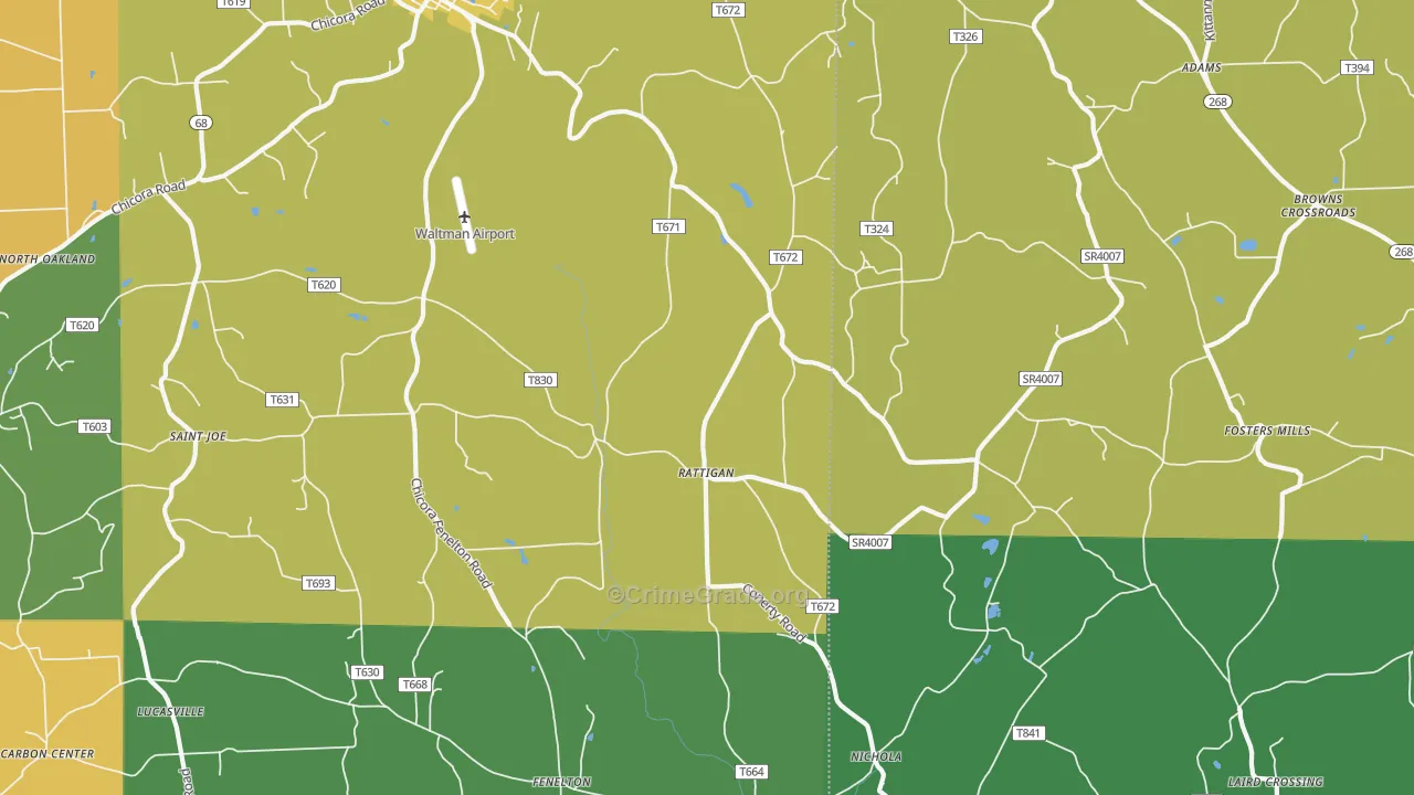 Rattigan, PA Map of Robbery Rates