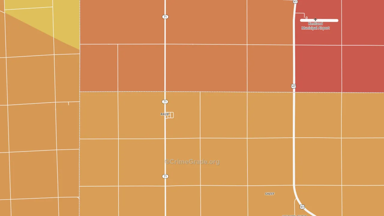Raub, IN Map of Robbery Rates