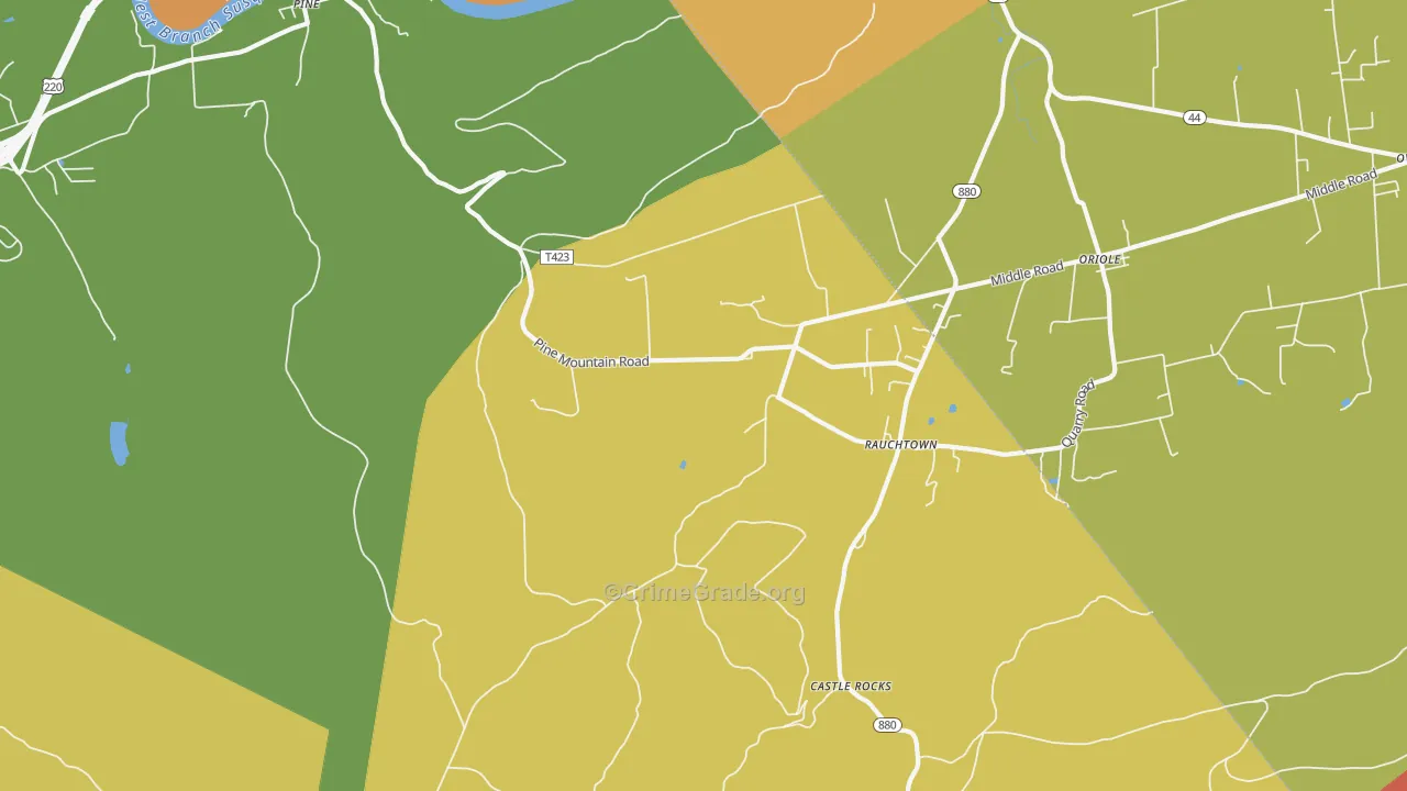 Rauchtown, PA Map of Robbery Rates