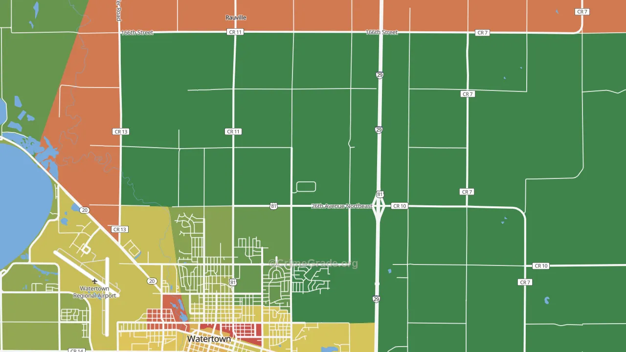 Rauville, SD Map of Robbery Rates
