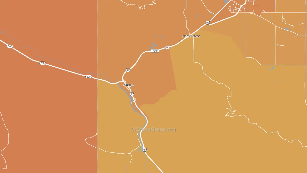 Ravalli, MT Map of Robbery Rates