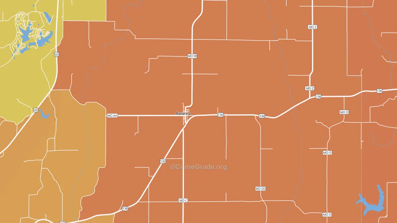 Ravanna, MO Map of Robbery Rates