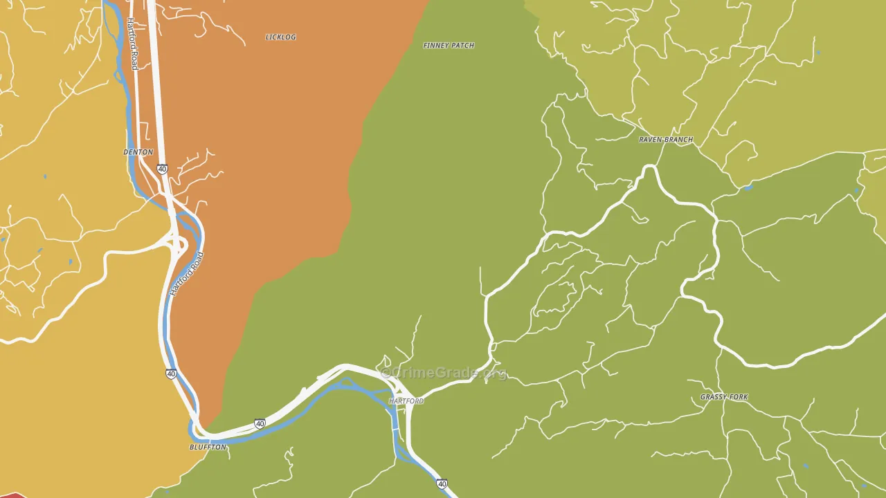 Raven Branch, TN Map of Robbery Rates