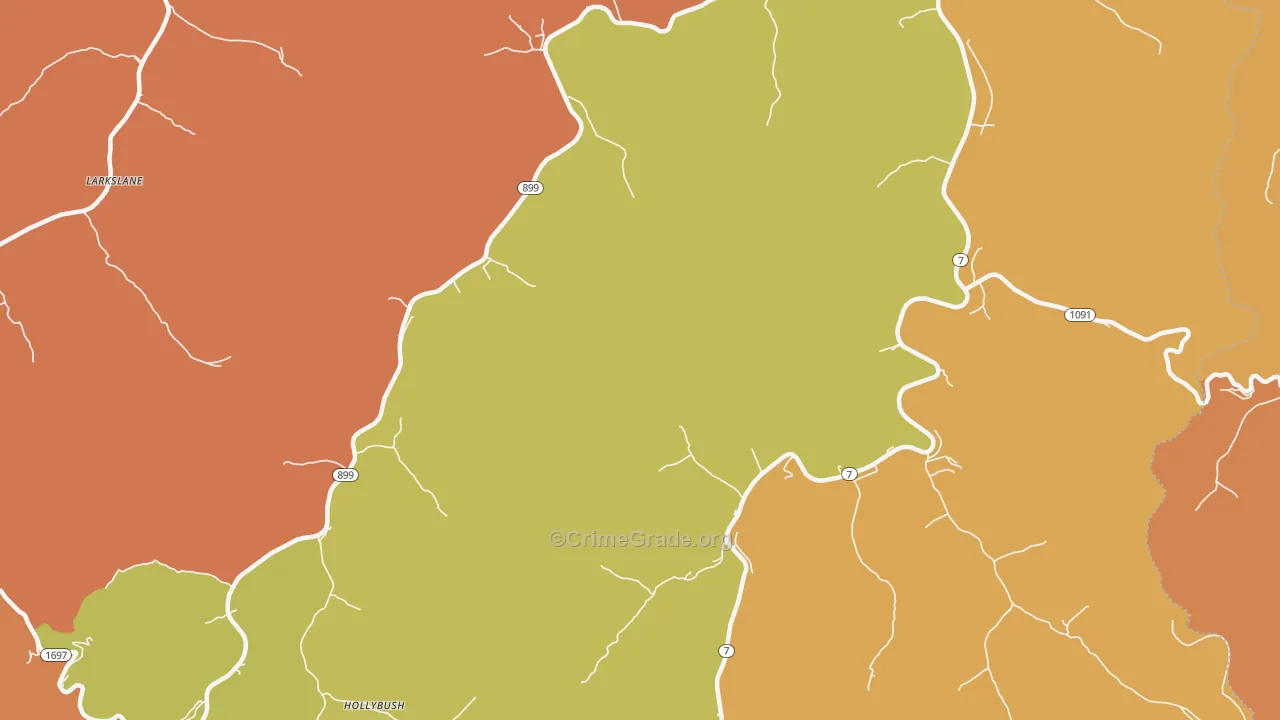 Raven, KY Map of Robbery Rates