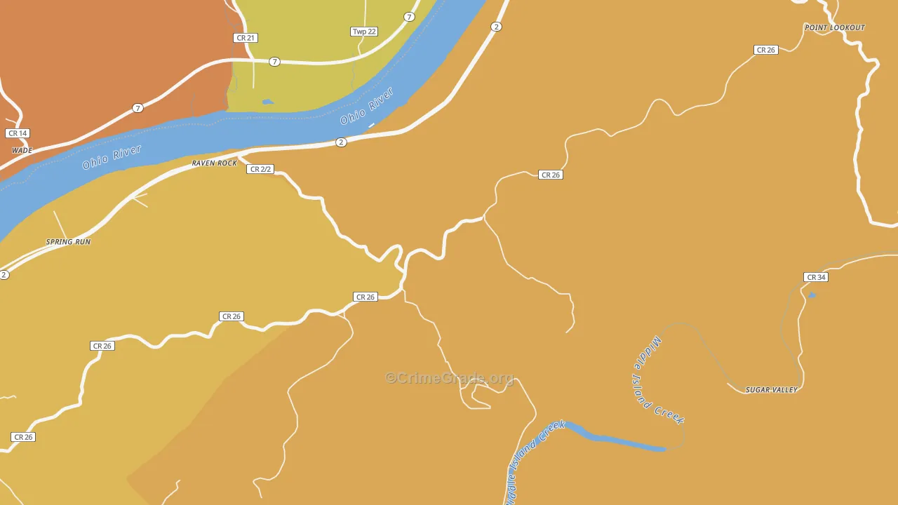 Raven Rock, WV Map of Robbery Rates