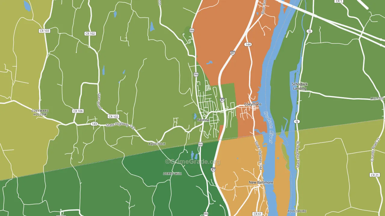 Ravena, NY Map of Robbery Rates