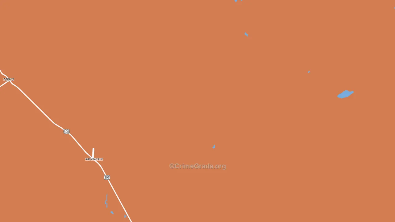 Ravendale, CA Map of Robbery Rates