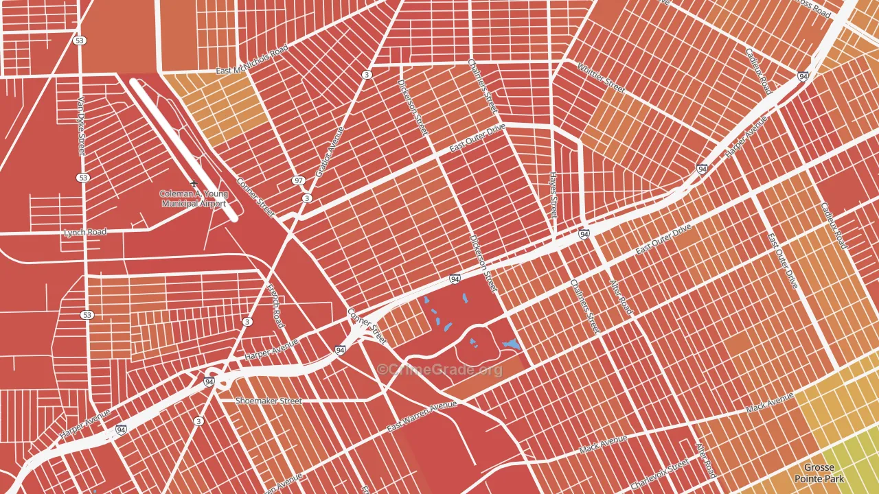 Ravendale, Detroit, MI Map of Robbery Rates