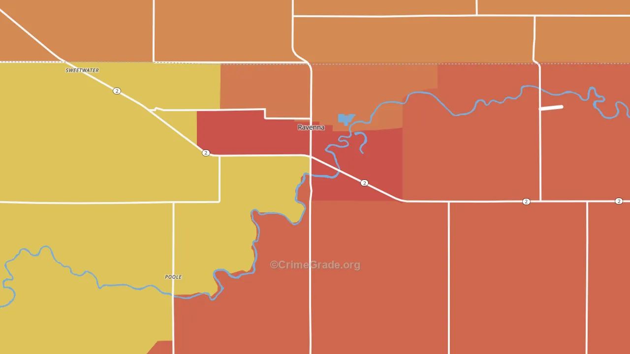 Ravenna, NE Map of Robbery Rates