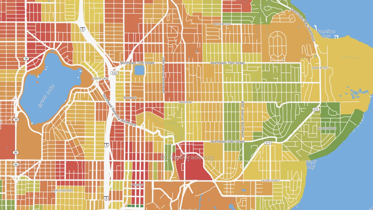 Ravenna, Seattle, WA Map of Robbery Rates