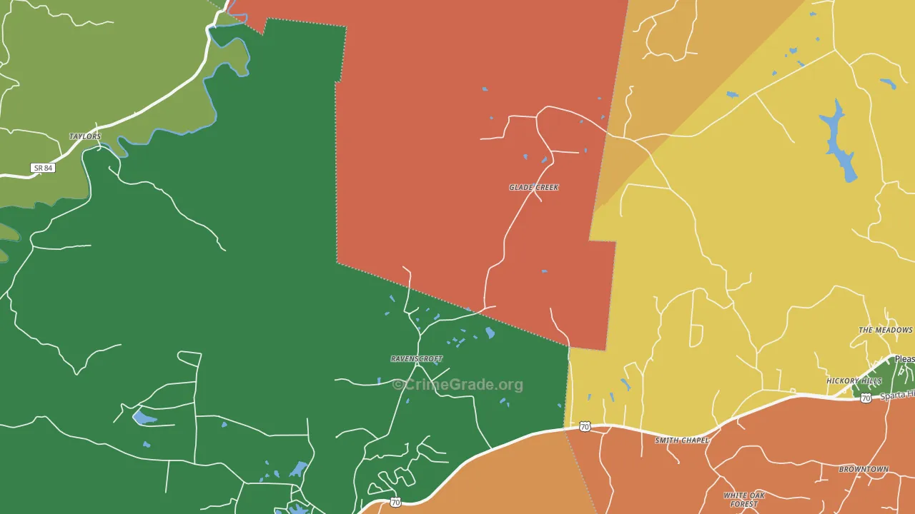 Ravenscroft, TN Map of Robbery Rates