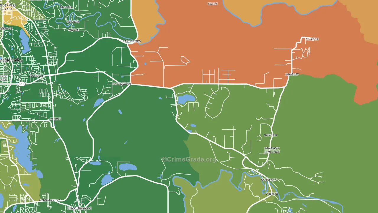 Ravensdale, WA Map of Robbery Rates
