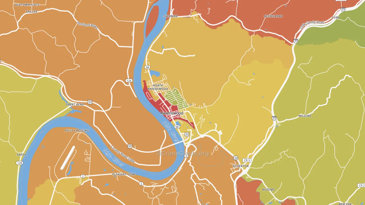 Ravenswood, WV Map of Robbery Rates