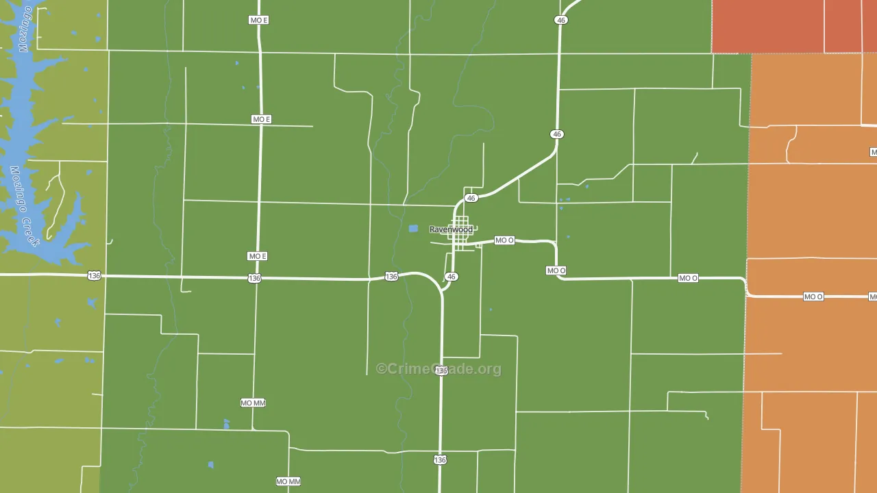 Ravenwood, MO Map of Robbery Rates