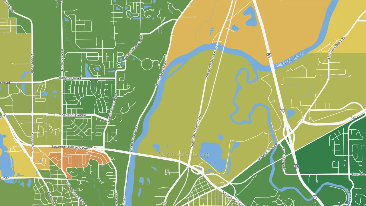 Ravinamy, IN Map of Robbery Rates