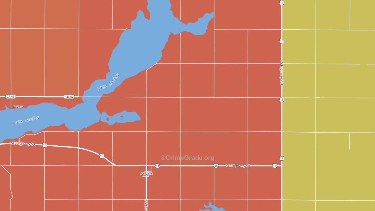 Ravinia, SD Map of Robbery Rates