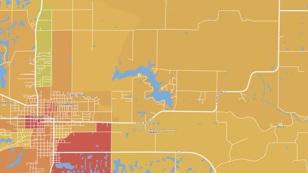 Rawalts, IL Map of Robbery Rates