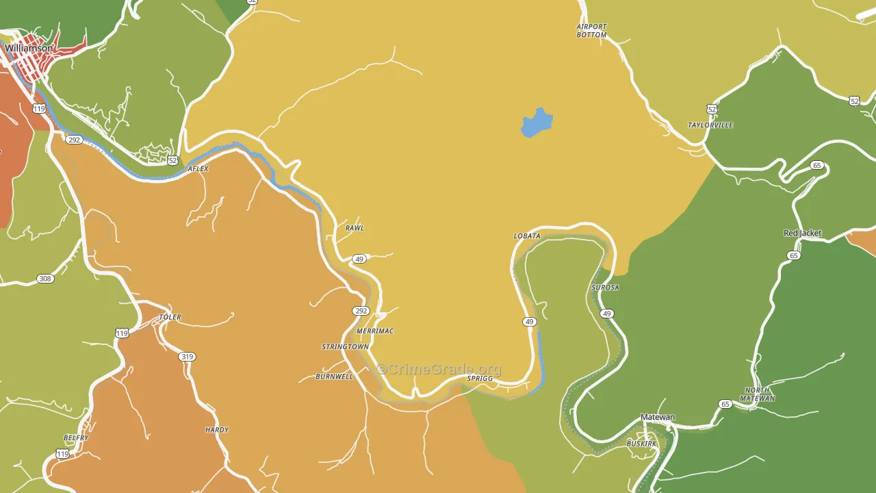 Rawl, WV Map of Robbery Rates