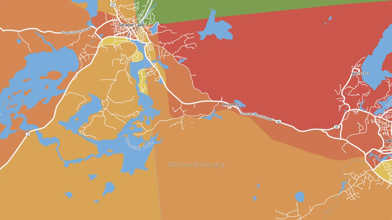 Ray Brook, NY Map of Robbery Rates