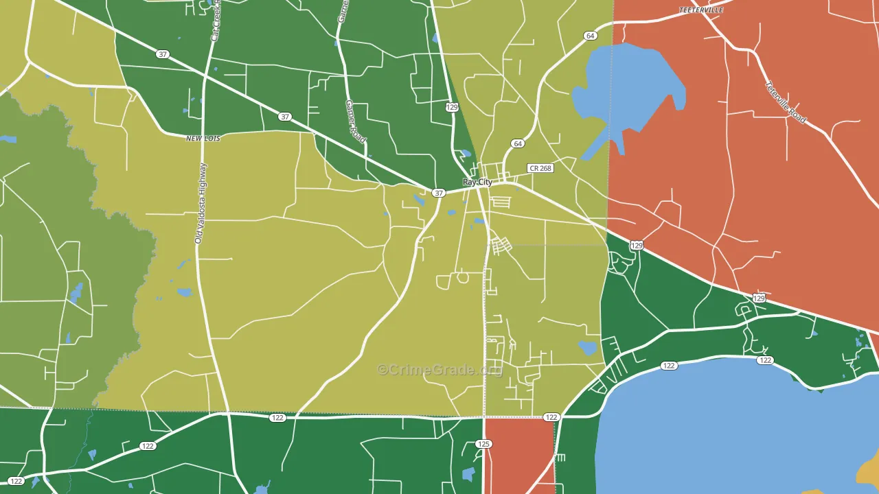 Ray City, GA Map of Robbery Rates
