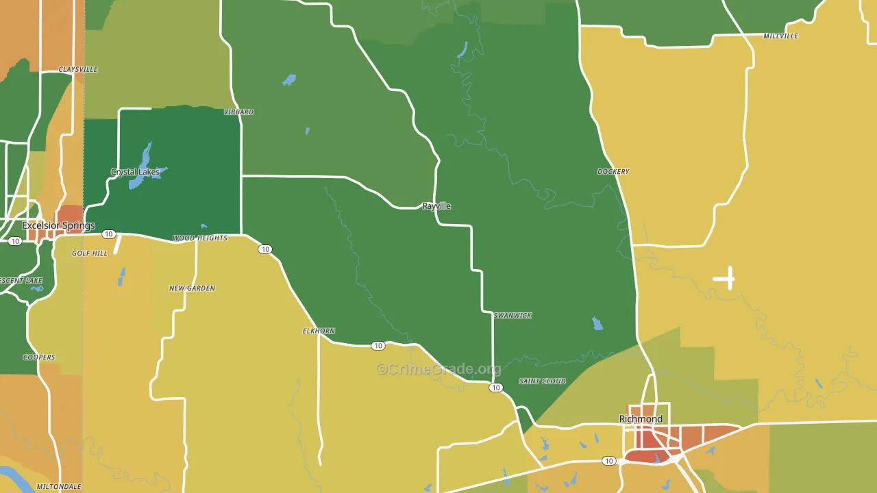 Ray County, MO Map of Robbery Rates