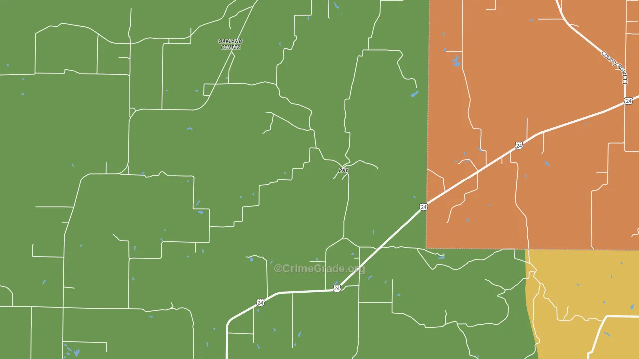 Ray, IL Map of Robbery Rates