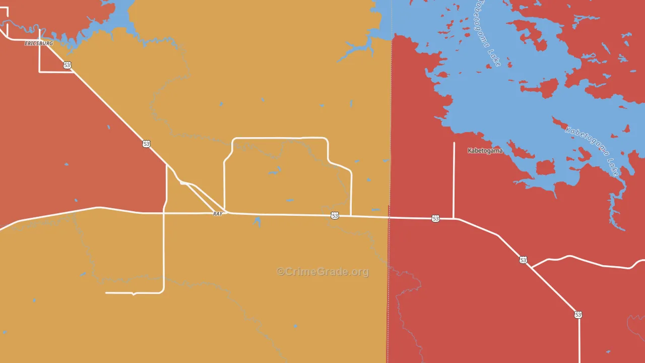 Ray, MN Map of Robbery Rates