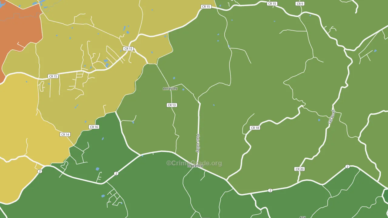 Rayburn, WV Map of Robbery Rates