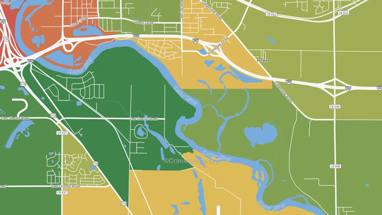 Raymar, IA Map of Robbery Rates
