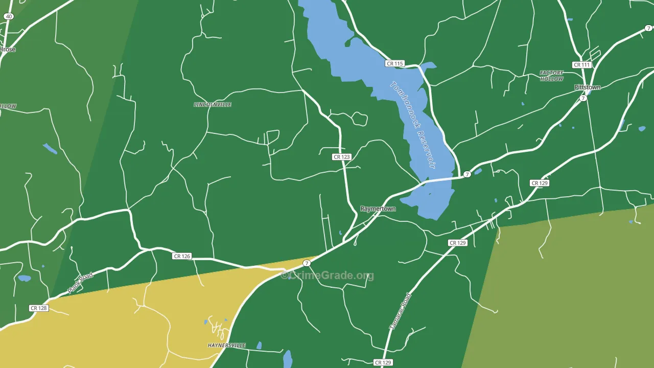 Raymertown, NY Map of Robbery Rates