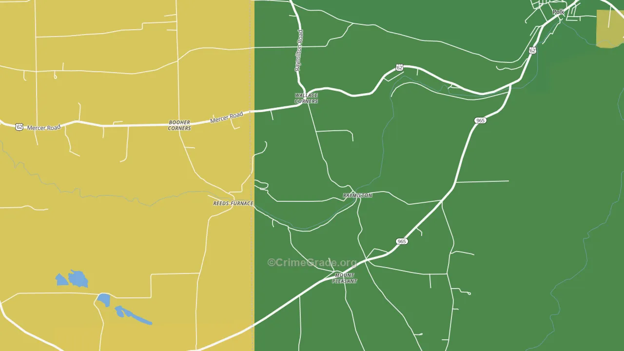 Raymilton, PA Map of Robbery Rates