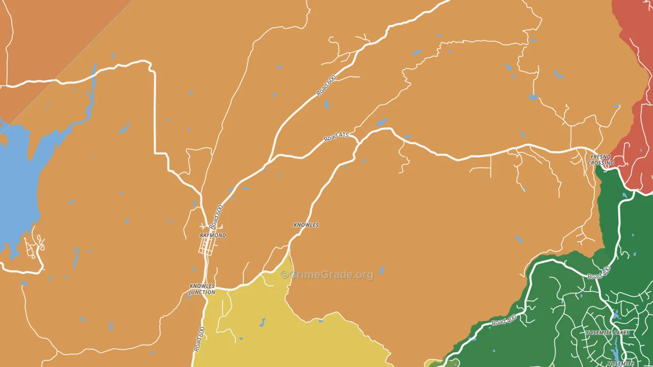 Raymond, CA Map of Robbery Rates