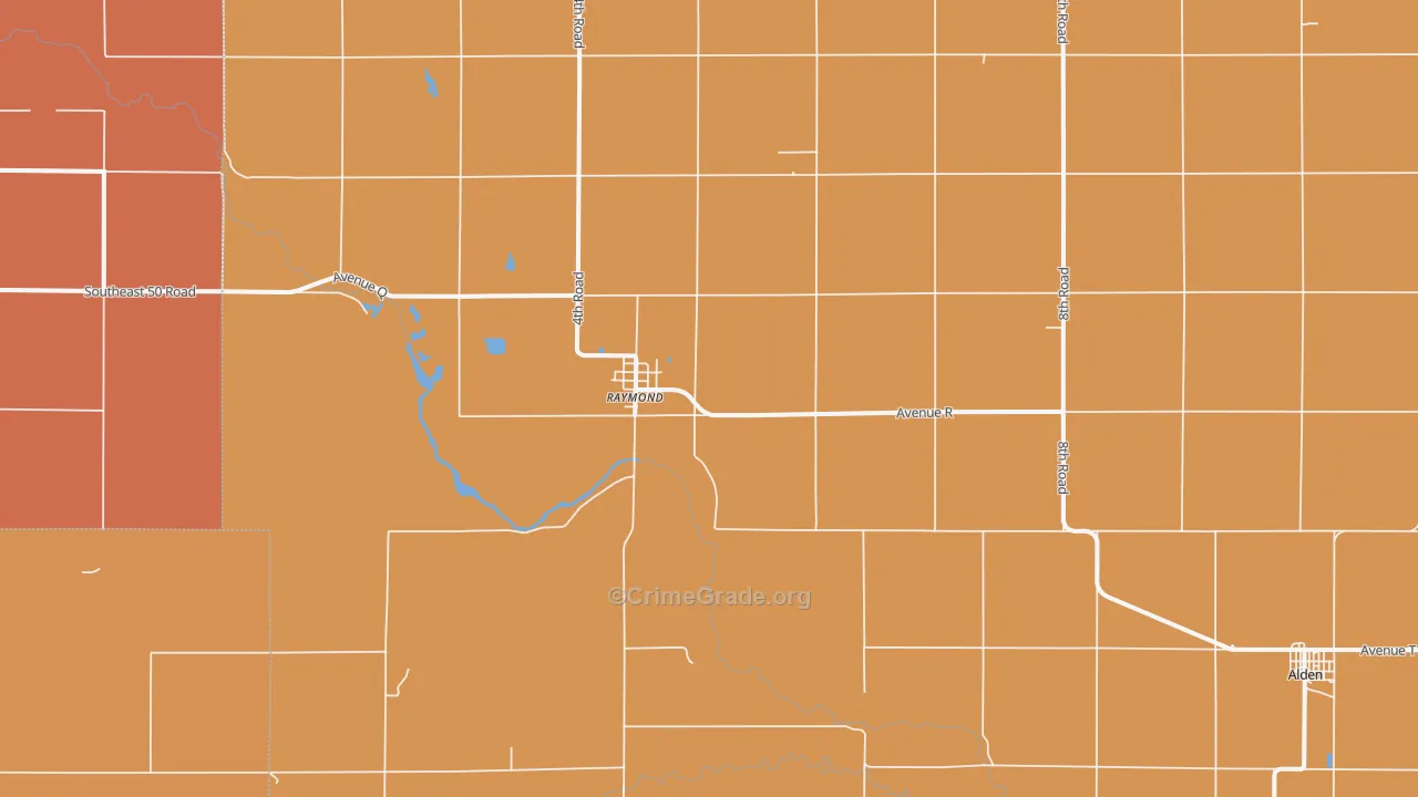 Raymond, KS Map of Robbery Rates