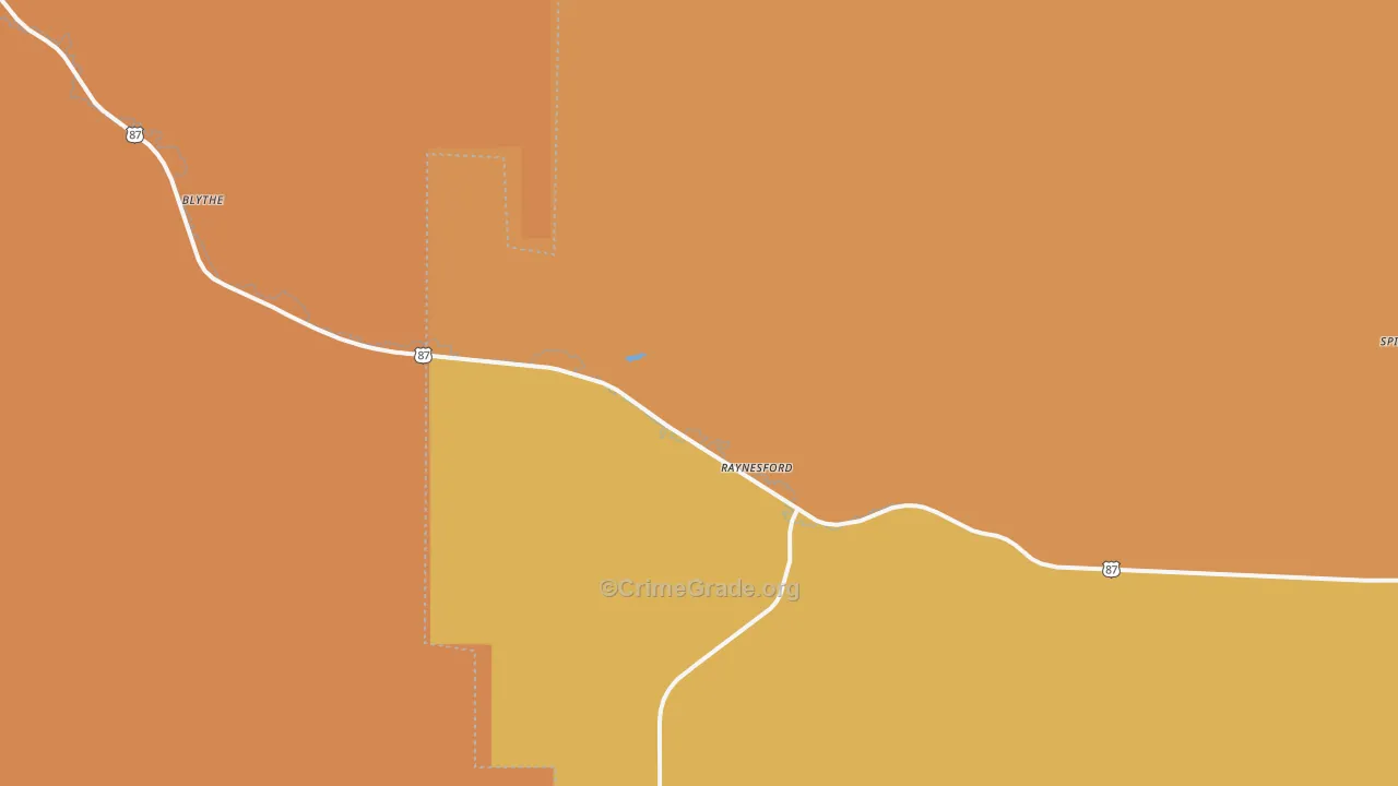 Raynesford, MT Map of Robbery Rates
