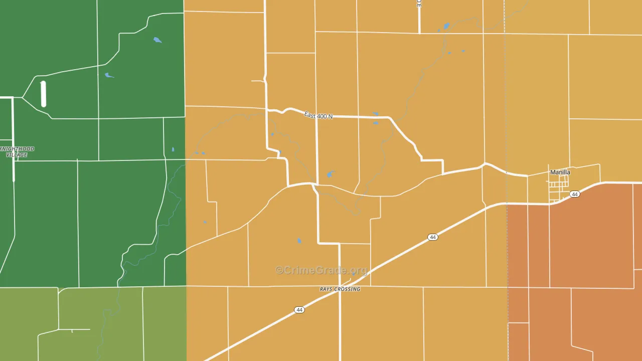 Rays Crossing, IN Map of Robbery Rates