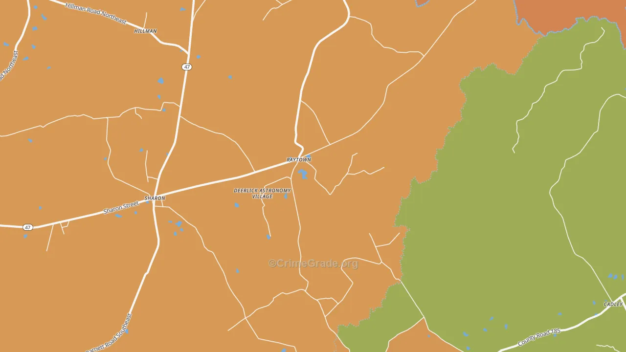 Raytown, GA Map of Robbery Rates