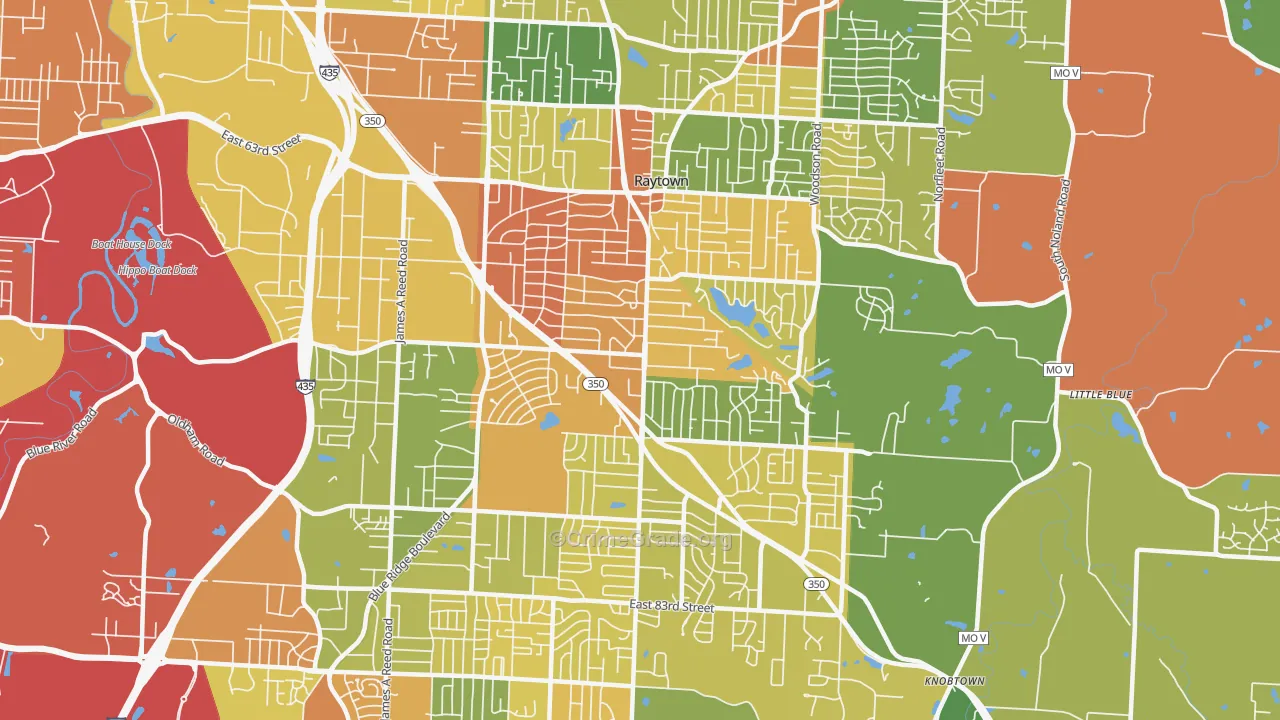Raytown, MO Map of Robbery Rates