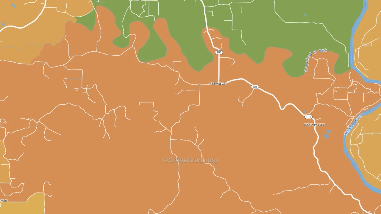 Rea Valley, AR Map of Robbery Rates