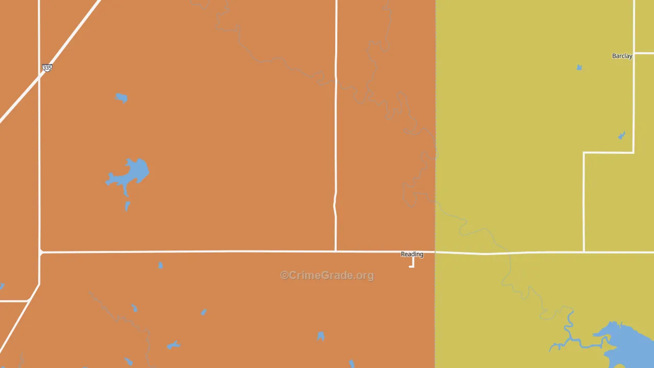 Reading, KS Map of Robbery Rates