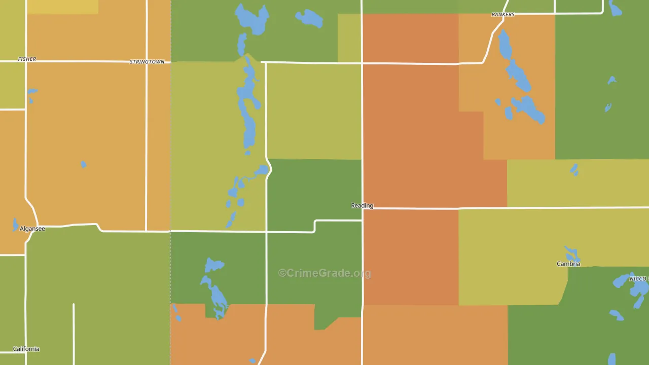 Reading, MI Map of Robbery Rates