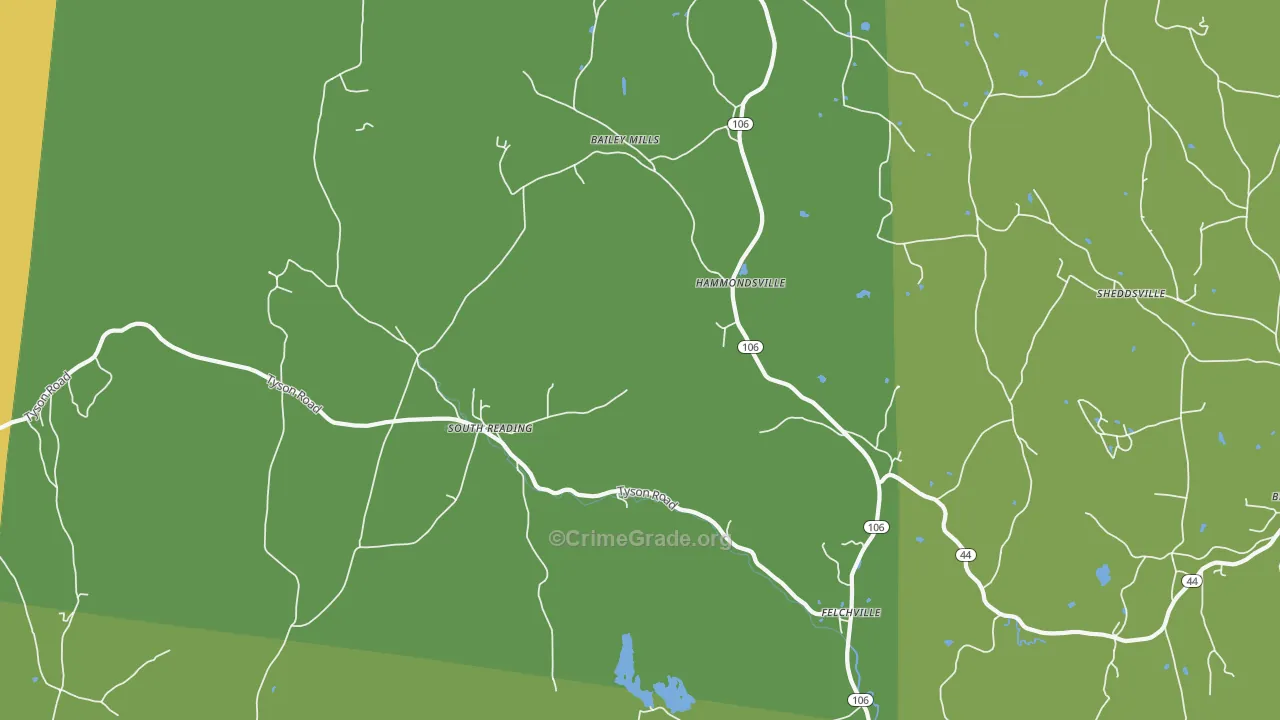 Reading, VT Map of Robbery Rates