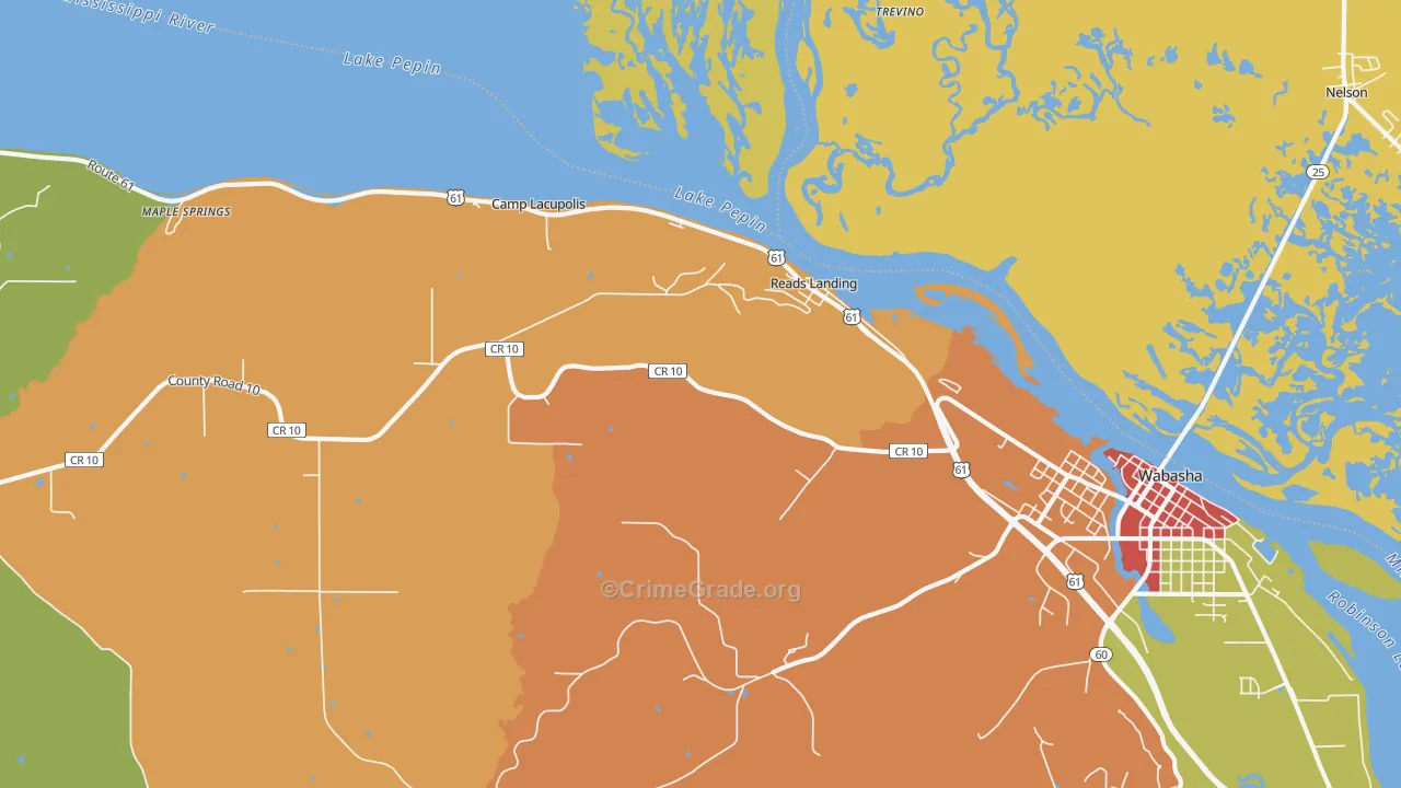 Reads Landing, MN Map of Robbery Rates