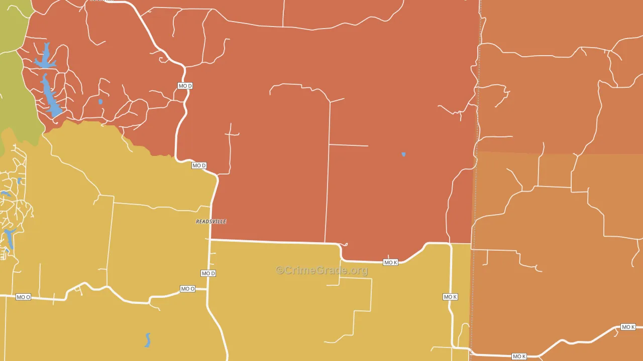 Readsville, MO Map of Robbery Rates