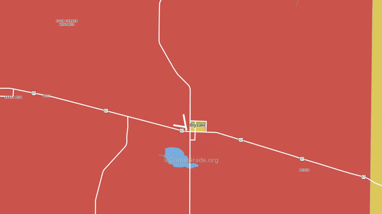 Reagan County, TX Map of Robbery Rates