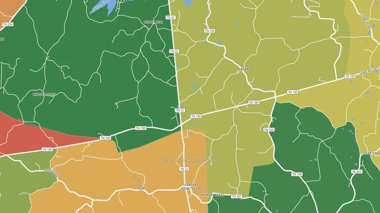 Reagan, TN Map of Robbery Rates