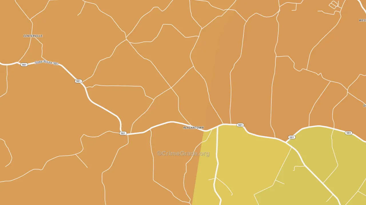 Reagantown, PA Map of Robbery Rates